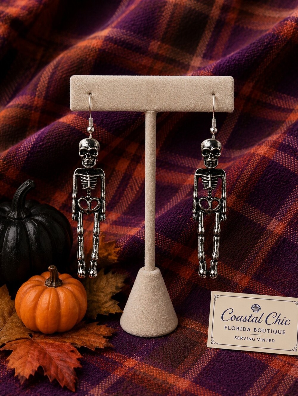 Silver Skeleton Dangle Earrings